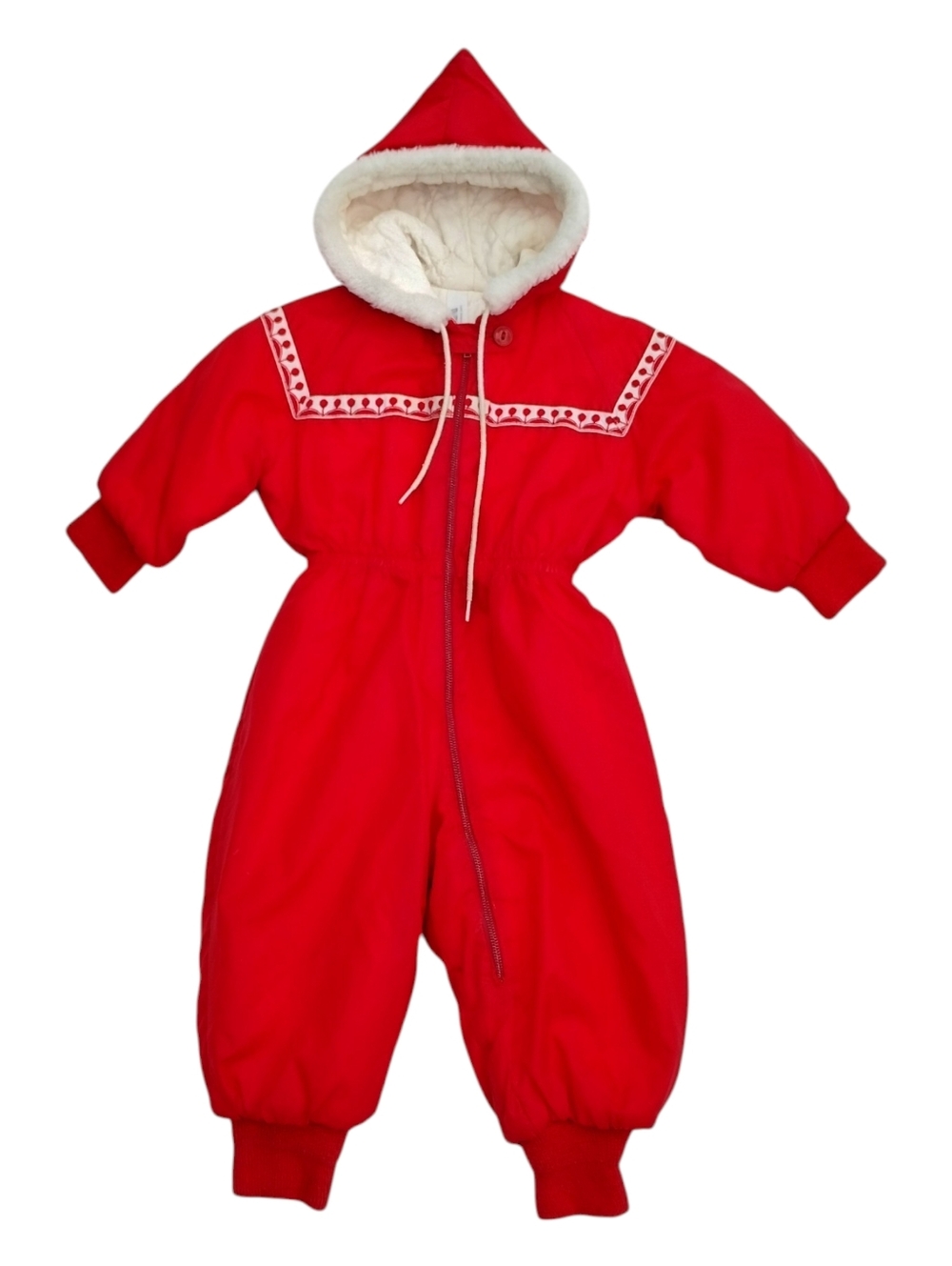 Vintage Sears Red Snowsuit Size 18 Months Baby Toddler Zip Up Quilted Insulated